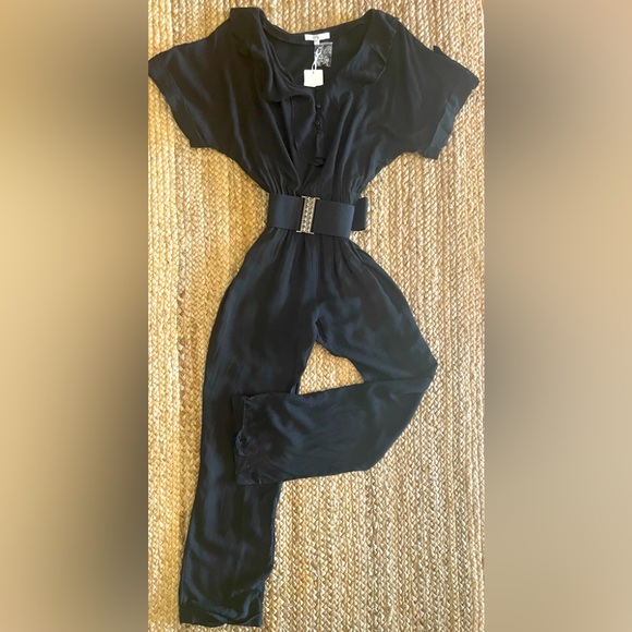 Lucy Paris Pants - Lucy Paris Jumpsuit Womens Black Cruise Wear Ruffled W/Belt Sz S NWT!